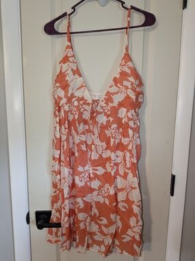 O'Neill Orange and White Floral Slip Dress